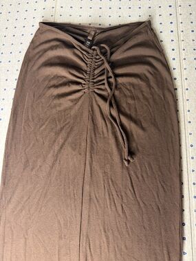 SKIMS Soft Lounge Ribbed Ruched Tube Halter Maxi Dress Cocoa Brown Size M NWOT
